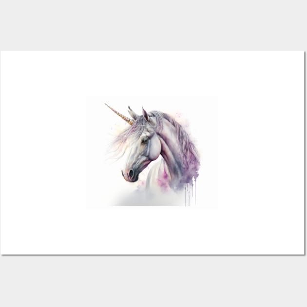 Unicorn Watercolour Painting Wall Art by TheArtfulAI